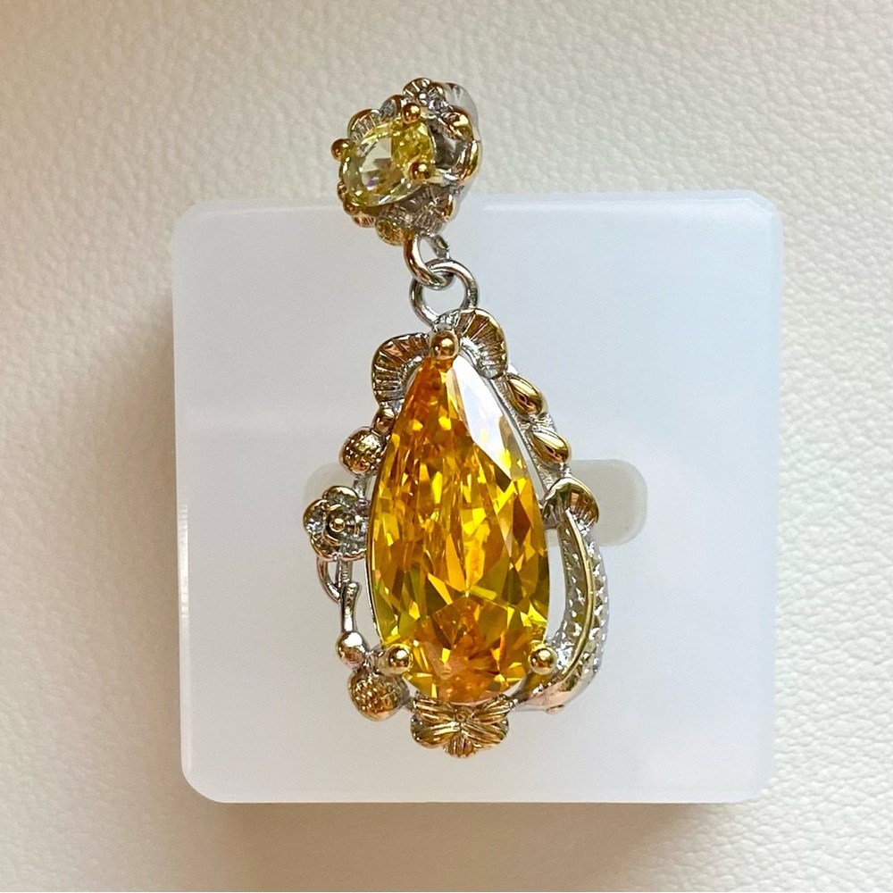 Yellow Teardrop Crystal Pendant